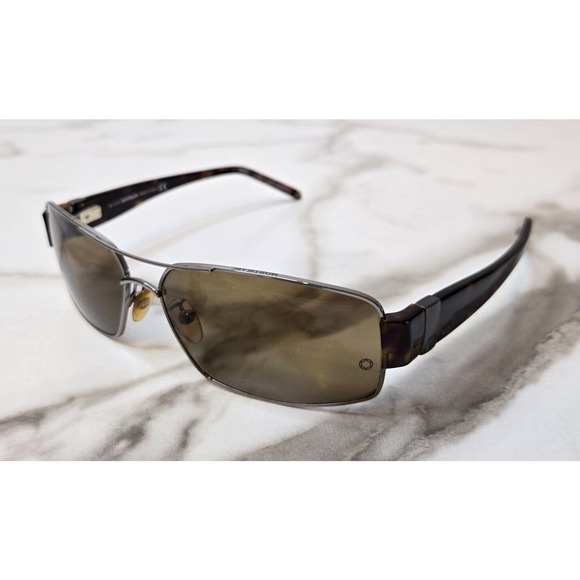 Montblanc MB 178S A36 61-14 135 Black Brown Polarized Sunglasses